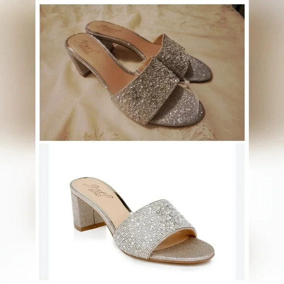 Jewel Badgley Mischka Shoes - Jewels Badgley Mischka Harlyn Block Heeled Mules with Crystal Vamp
